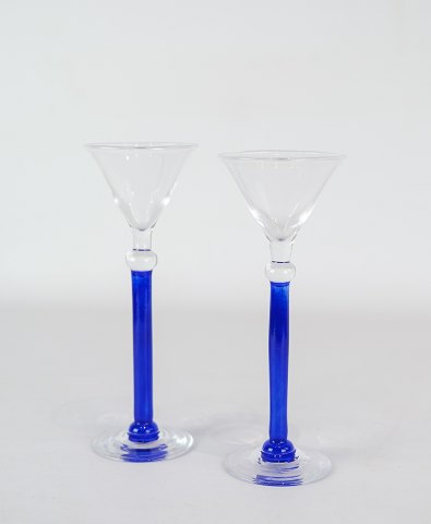 Snapse glas, blå fod, 1950