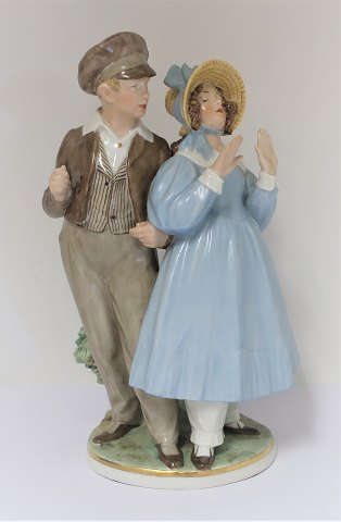 Royal Copenhagen. Porcelain figure. Hans & Trine with colors. Model 1783. Height 
24 cm. (1 quality)