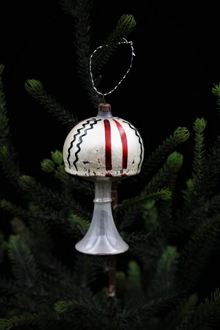 Gammel glas juleornament i form af lampe fra omkring 1920...