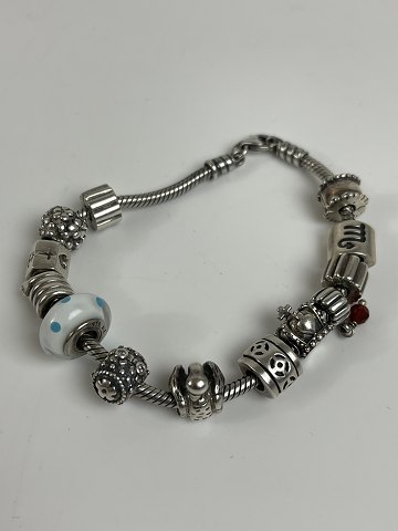 Pandora bracelet with charms and links, 925 sterling silver