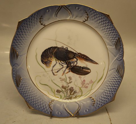 1212-3002 Fish Platter 24 cm Homarus vulgaris (European lobster) #19 Blue Fish 
Plate Royal Copenhagen