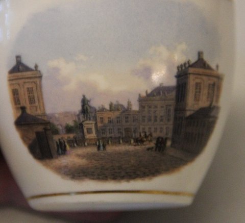 Amalienborg from Frederiksgade RC Antique Cup 6.3 x 8 cm with high handle 8.5 cm 
 and saucer 14 cm Royal Copenhagen prospectus cup