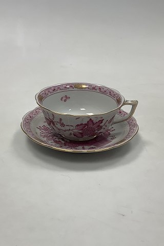 Herend Hungary Tea Cup with saucer in red overglaze