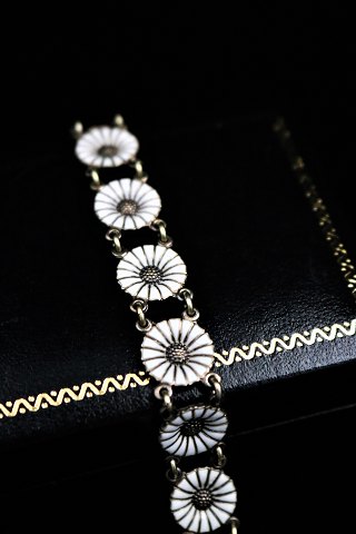 Old Marguerite / Daisy bracelet in sterling silver and white enamel from A. 
Michaelsen...