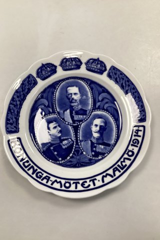 Rorstrand Plate Nordic King Meeting in Malmø 1914 Sweden Bølgekant