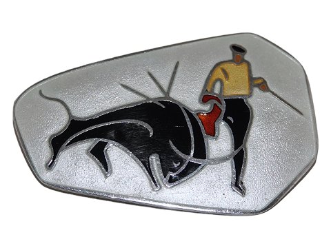 Sterling silver and enamel
Large bullfighter brooch