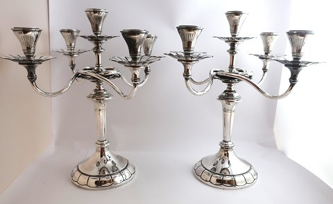 Spain. Silver 5-armed candelabra (915). Height 37 cm. A pair.