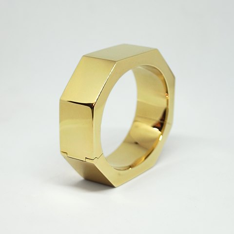 Hans Hansen; Bred armring i 14 kt. guld