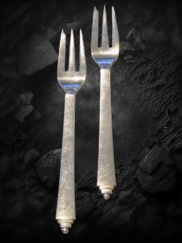 Georg Jensen Pyramid cake forks in sterling silver. sold as a set of 2