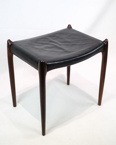 Stool - Model 78a - Black Leather - Niels O. Møller - J.L. Møller