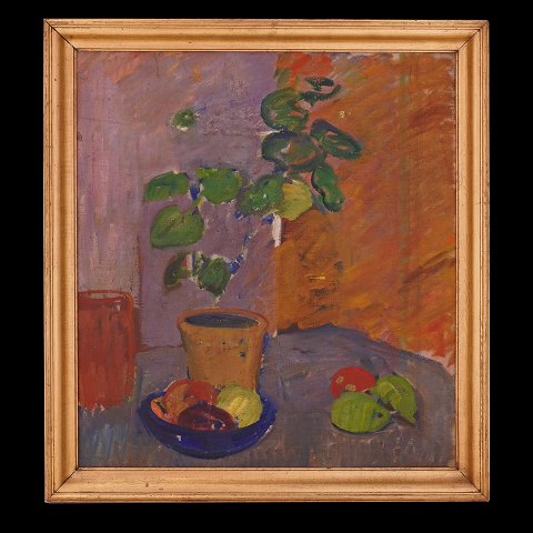 Karl Isakson, 1878-1922, oil on canvas. Stillife 
circa 1911. Visible size: 57x52cm. With frame: 
66x61cm. Exhibited 1922