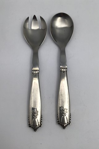 Georg Jensen Sterling Silver / Steel Akkeleje Salad Set No. 134