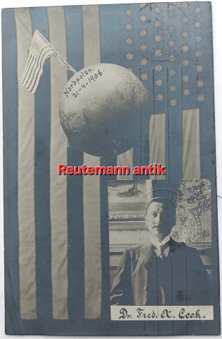 Photo postcard: Dr. Cook North Pole 21 April 1908
