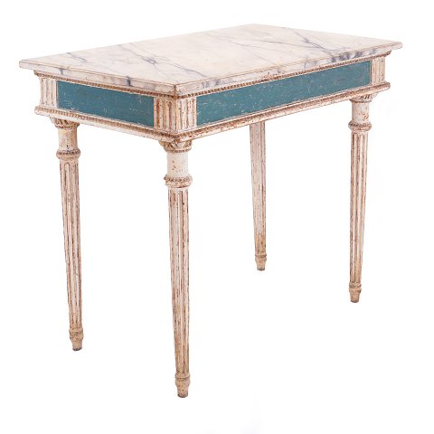 Gustavian console with marbled wood top. Sweden 
circa 1780. H: 79cm. Top: 90x54cm