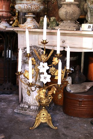 Antique, 19th century decorative French church candlestick in bronze with space 
for 7 candles...