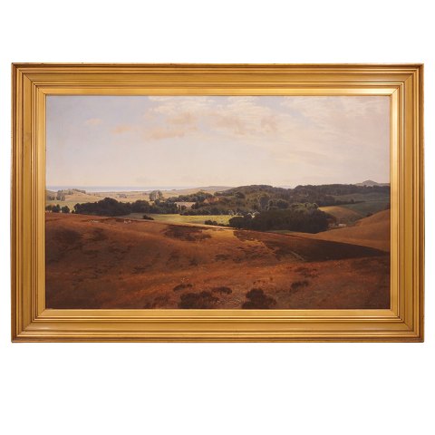 Janus la Cour, 1837-1909, oil on canvas. View over 
the landscape at the Manor Skærsø, Denmark. Signed 
and dated 1893. Visible size: 92x148cm. With 
frame: 117x175cm