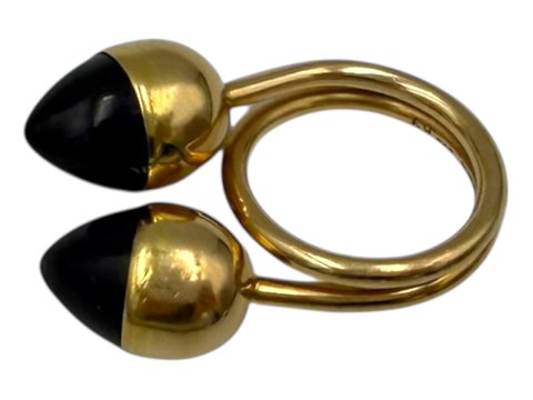 Bent KnudsenStor 14 karat guldring med ro runde lille ametyster - Str. 53