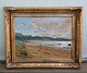 Painting Gunnar Bundgaard (1920-2005). Mariagerfjord Oil on canvas Inclusive 
nice golden frame 42 x 52 cm