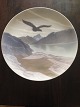 Royal Copenhagen Art Nouveau Unique wall plate by Theodor Fischer from 1897. 
Motif is eagle in the highlands No 6349