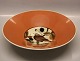 Gunhild
Aluminia Copenhagen Faience 1453 Fruit Bowl, Black Bird on bowl 8.5 x 32 cm , 
Gunhild 1933
