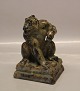 Royal Copenhagen Art Pottery Unique - Sitting Monkey on squarre base 18 x 12 cm 
Signed Knud Kyhn 1955
