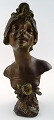 JULIEN Caussé (b. 1869, d. 1914) well listed French sculptor.
Art Nouveau bronze bust of a young beauty "Cigale".