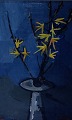 Stig Delang, Swedish artist, "Forsythia" Oil on board.
