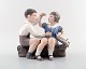 Rare Dahl Jensen figurine No. 1214. Girl and boy with ship. Jens Peter Dahl 
Jensen.