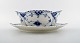 Royal Copenhagen Blue Fluted Full Lace Gravy boat on dish # 1105.