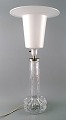 Carl Fagerlund for Orrefors table lamp in art glass with large screen in hard 
plastic.