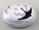 Rare Royal Copenhagen Art Nouveau lidded bowl with swans No. 23/10.
