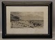 Carl Bloch Etching 1889 29 x 40 cm in old black wooden frame