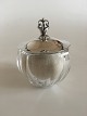 Georg Jensen Body Powder Puff No 172 in Crystal Jar with Sterling Silver Lid No 
172