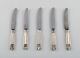 5 Early Georg Jensen Acanthus Sterling Silver, 5 Fruit Knives.
