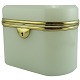 A French opaline glass sugar casket with brass