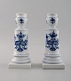 A pair of candlesticks, Meissen onion pattern, 20 c.
