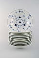 Bing & Grondahl, B&G blue fluted 12 soup / pasta / porridge plates.
