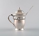 Mustard Jar, Heimburger, Danish art nouveau silver with ornamentation. Including 
silver spoon.