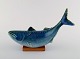 Unique Sven Wejsfelt "stim 8" fish on wooden plinth. stoneware.
