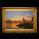 Carl Frederik Aagaard, 1833-95, Venedig bei Sonnenuntergang in Venedig, Öl auf 
Leinen. Signiert und datiert 1881. Lichtmasse: 78x119cm. Mit Rahmen: 108x149cm