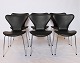 Sæt af 6 Syver stole - Sort grace læder - Model 3107 -Arne Jacobsen - Fritz 
Hansen - 1990