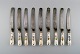 B & G, Bing & Grøndahl Saxon flower. Set of 9 antique large dinner knives.
