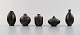 Wallakra (Sweden) five miniature art pottery vases. Sweden, 1950s.
