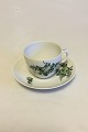 Royal Copenhagen Grøn Blomst Svejfet Kaffekop med underkop No 1870