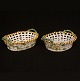 A pair of faience baskets. Signed Marieberg, Sweden, 1771. H: 6cm. L: 21cm