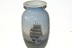 Royal Copenhagen large floor vase with motif of large three-masted sailing ship at sea.