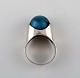 Hugo Grün. Danish silversmith. Modernist silver ring with malachite. 1950