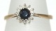 Antik Huset 
presents: 
Gold ring 
with diamonds 
and sapphire, 9 
carat gold
Ring size 54