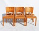 Set of Six Carpenter Dining Chairs - Different Types of Wood - Cognac colored 
elegance leather - 1950
