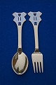 Michelsen set Christmas spoon and fork 1991 of Danish gilt sterling silver